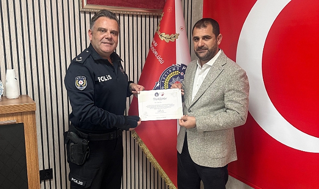 Dilovası Emniyet Müdürü Mustafa Serhat Canbaz'dan İş İnsanı Lokman Kılıç'a Teşekkür Belgesi