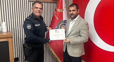 Dilovası Emniyet Müdürü Mustafa Serhat Canbaz'dan İş İnsanı Lokman Kılıç'a Teşekkür Belgesi